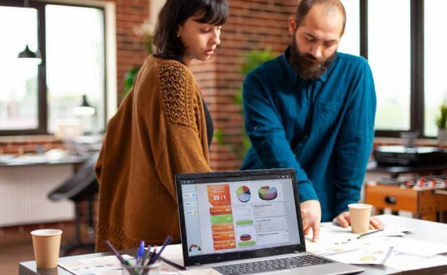 Business analytics dashboard showing charts, graphs, and performance metrics for data-driven decision making.